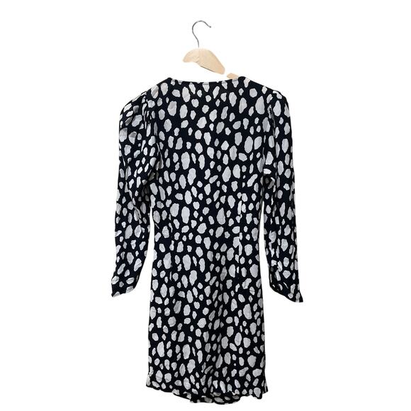 Maje Rossima Spot-Print V-Neck Faux Wrap Dress Size Medium - Picture 4 of 5